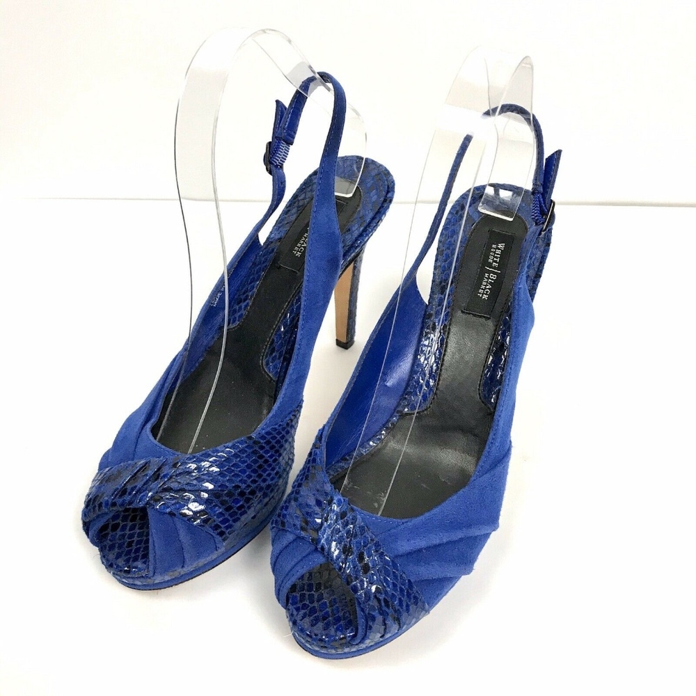 White House Black Market Blue Suede Slingbacks